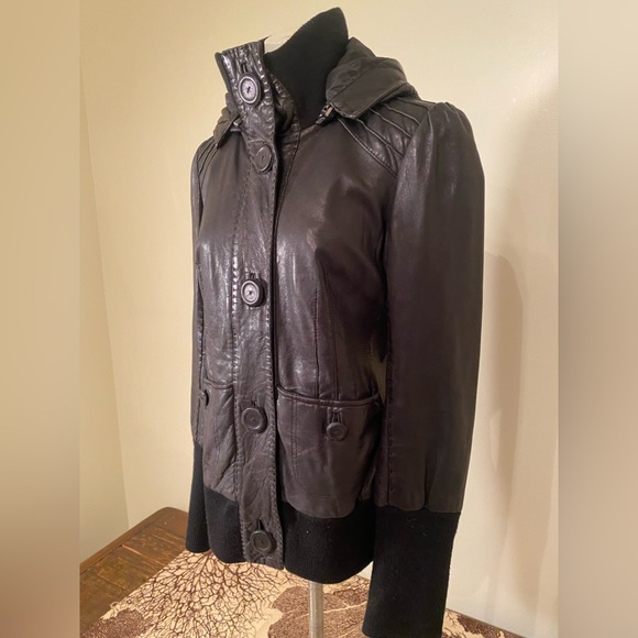 Mackage Hooded Leather Jacket Size M in good condition - Picture 2 of 16